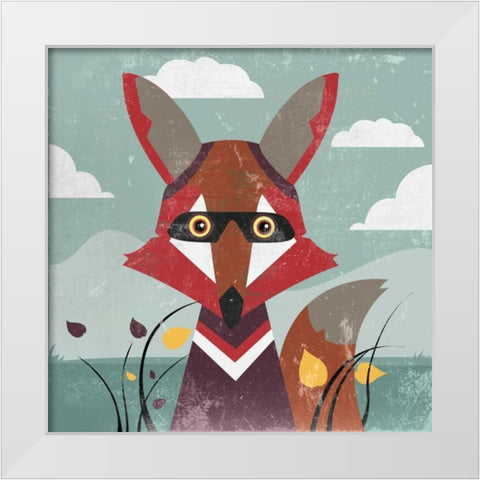 Fox White Modern Wood Framed Art Print by PI Studio