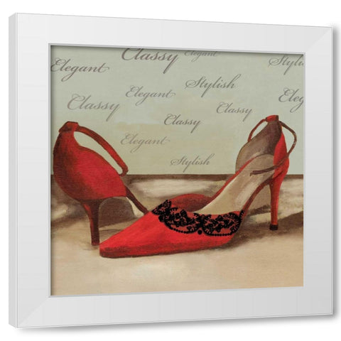 Red Pumps White Modern Wood Framed Art Print by PI Studio