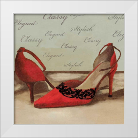 Red Pumps White Modern Wood Framed Art Print by PI Studio