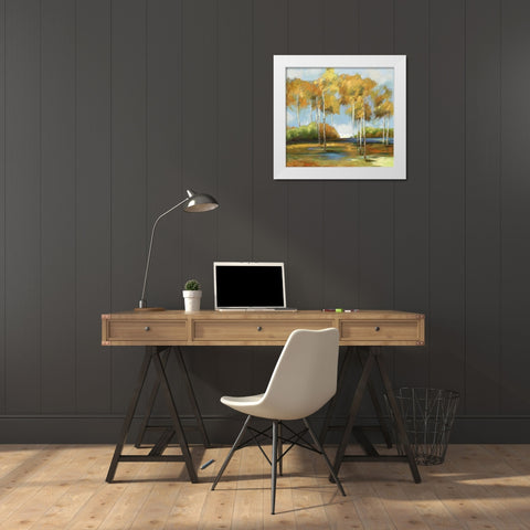 Breezy Birches White Modern Wood Framed Art Print by PI Studio