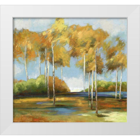 Breezy Birches White Modern Wood Framed Art Print by PI Studio