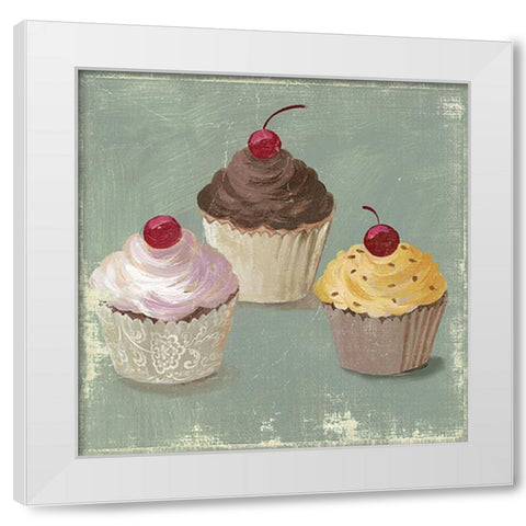 Cupcakes White Modern Wood Framed Art Print by PI Studio