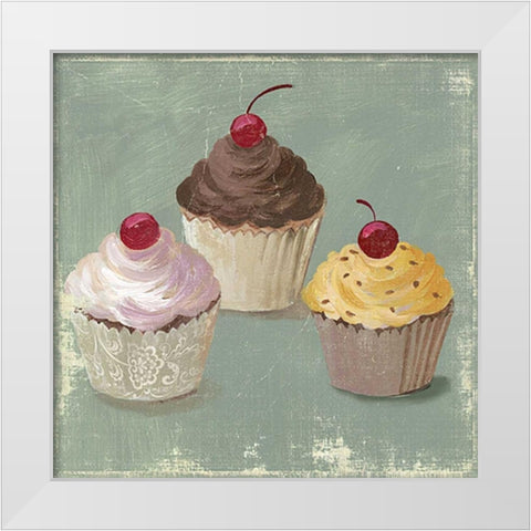 Cupcakes White Modern Wood Framed Art Print by PI Studio