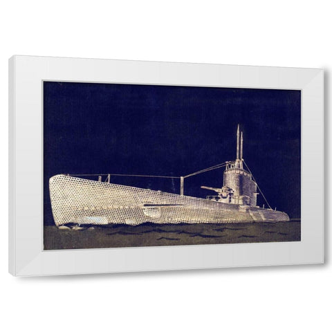 Blueprint Submarine II White Modern Wood Framed Art Print by PI Studio