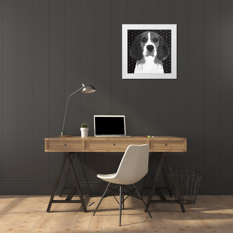 Beagle White Modern Wood Framed Art Print by PI Studio