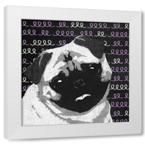 Pug White Modern Wood Framed Art Print by PI Studio