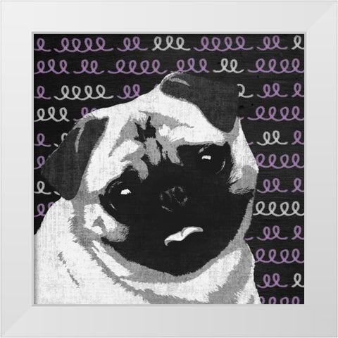 Pug White Modern Wood Framed Art Print by PI Studio