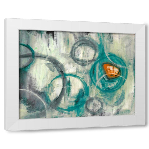 Auspicious Teal White Modern Wood Framed Art Print by PI Studio