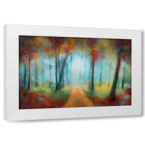 Through the Trees White Modern Wood Framed Art Print by PI Studio