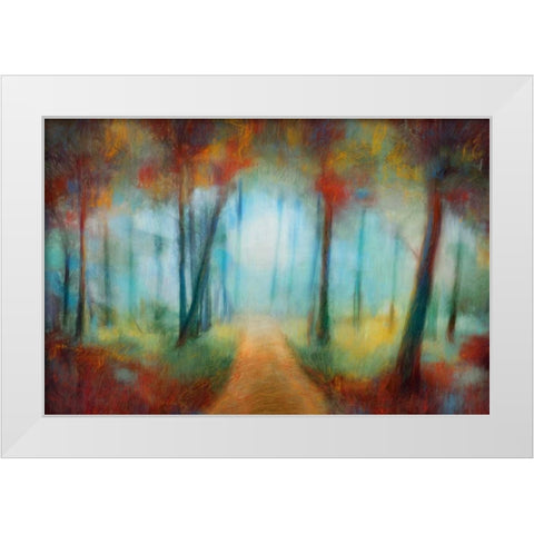 Through the Trees White Modern Wood Framed Art Print by PI Studio