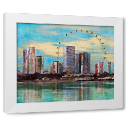 Sunset Roundabout White Modern Wood Framed Art Print by PI Studio