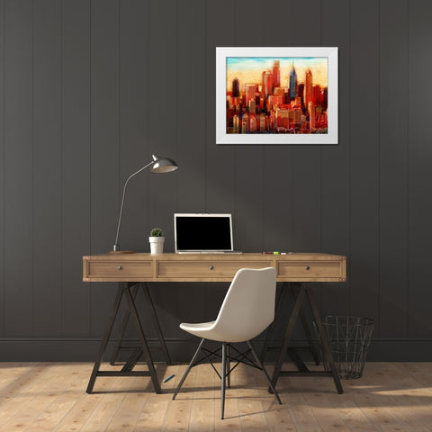 Philadelphia Skyline White Modern Wood Framed Art Print by PI Studio