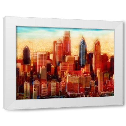 Philadelphia Skyline White Modern Wood Framed Art Print by PI Studio