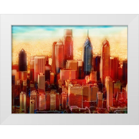 Philadelphia Skyline White Modern Wood Framed Art Print by PI Studio