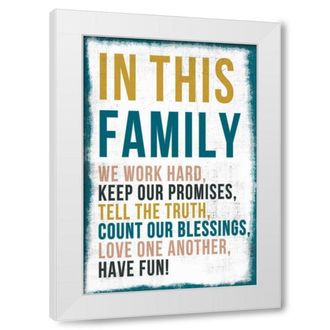 Family Rules Chalkboard White Modern Wood Framed Art Print by PI Studio