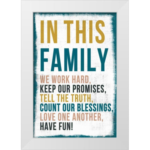 Family Rules Chalkboard White Modern Wood Framed Art Print by PI Studio