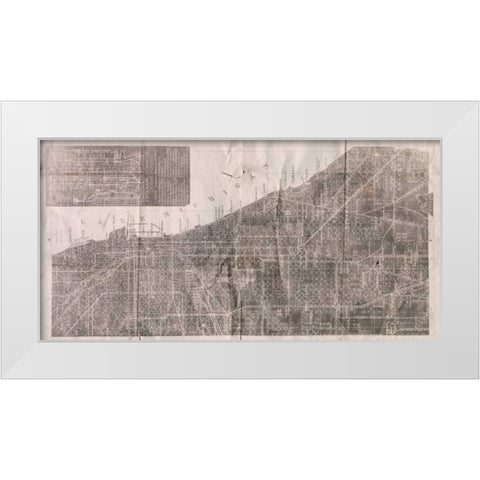 Vintage Map White Modern Wood Framed Art Print by PI Studio