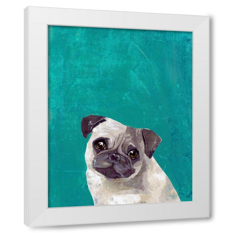 Pug Puppy  White Modern Wood Framed Art Print by PI Studio