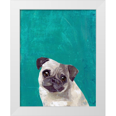 Pug Puppy  White Modern Wood Framed Art Print by PI Studio