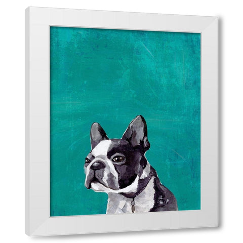 Frenchie Puppy  White Modern Wood Framed Art Print by PI Studio