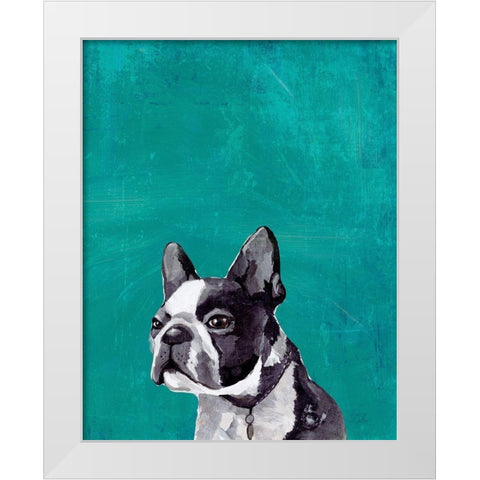 Frenchie Puppy  White Modern Wood Framed Art Print by PI Studio