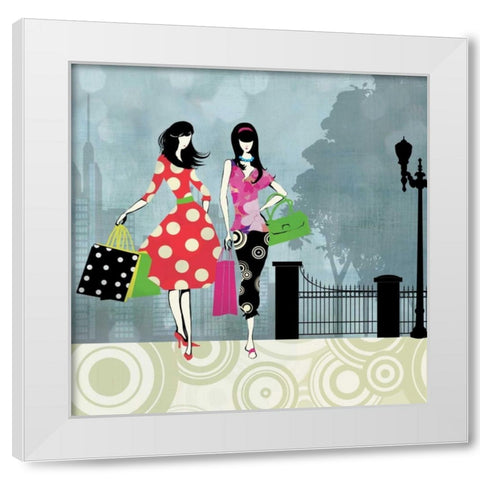 Girls Gone Shopping White Modern Wood Framed Art Print by Pearce, Allison