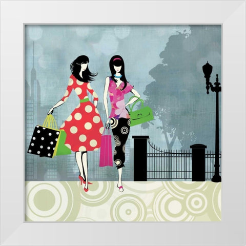 Girls Gone Shopping White Modern Wood Framed Art Print by Pearce, Allison