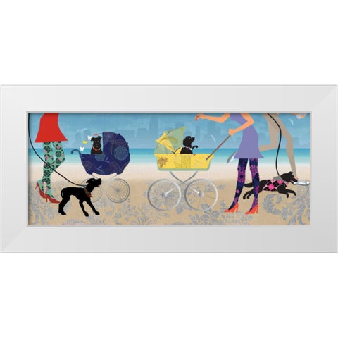 Stroller Dogs II - Mini White Modern Wood Framed Art Print by Pearce, Allison