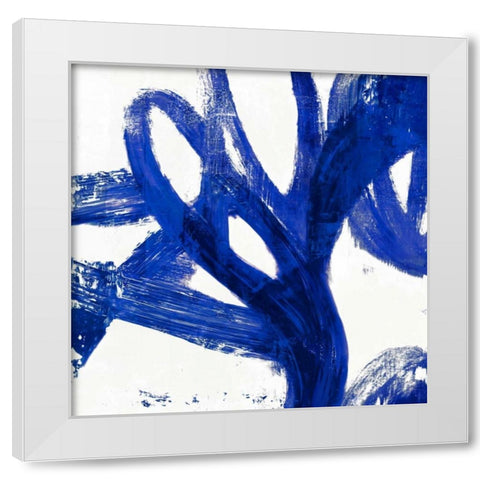 Tenderness Indigo White Modern Wood Framed Art Print by PI Galerie