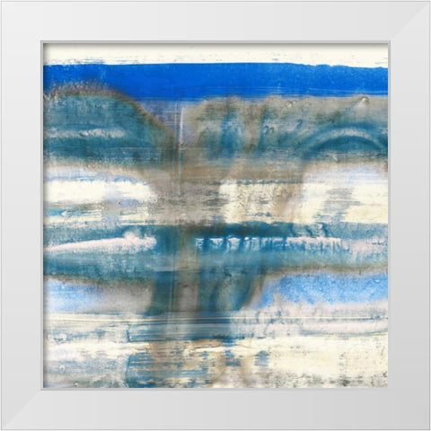 Blue Swim I White Modern Wood Framed Art Print by PI Galerie