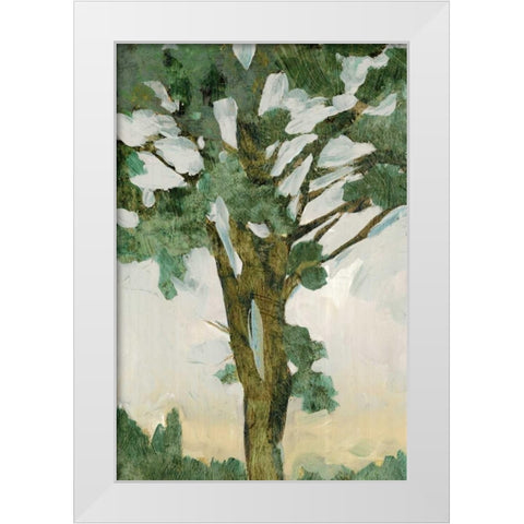 Green Tree Line I White Modern Wood Framed Art Print by PI Galerie