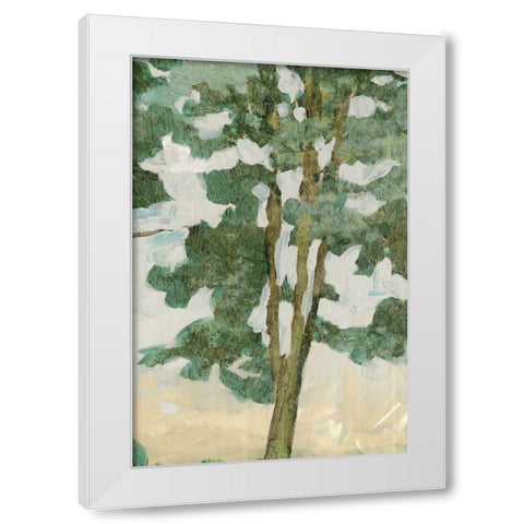 Green Tree Line II White Modern Wood Framed Art Print by PI Galerie