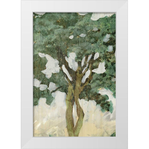 Green Tree Line III White Modern Wood Framed Art Print by PI Galerie