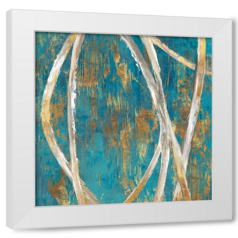 Teal Abstract I White Modern Wood Framed Art Print by PI Galerie
