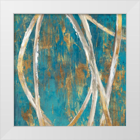 Teal Abstract I White Modern Wood Framed Art Print by PI Galerie