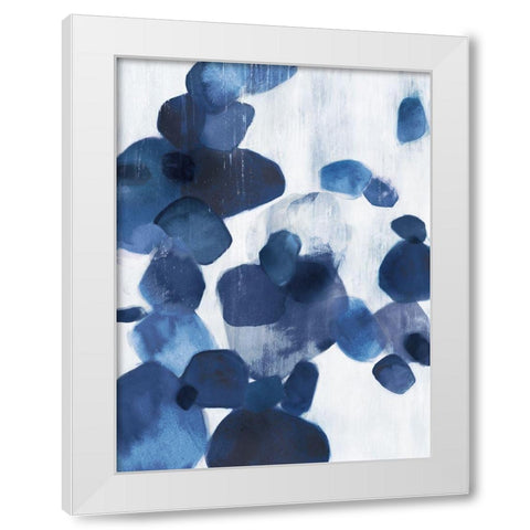 Shadow Pebbles I Indigo Version White Modern Wood Framed Art Print by PI Studio