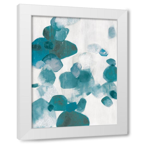 Shadow Pebbles I Teal Version White Modern Wood Framed Art Print by PI Studio