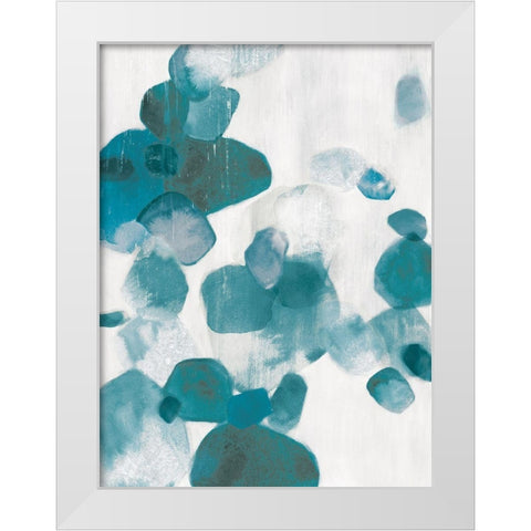 Shadow Pebbles I Teal Version White Modern Wood Framed Art Print by PI Studio