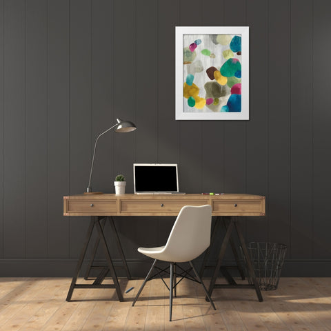 Shadow Pebbles II White Modern Wood Framed Art Print by PI Galerie