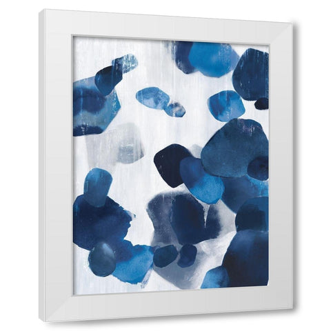 Shadow Pebbles II Indigo Version White Modern Wood Framed Art Print by PI Studio