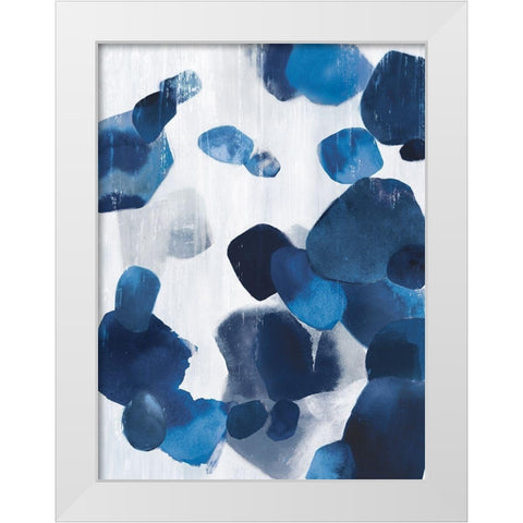 Shadow Pebbles II Indigo Version White Modern Wood Framed Art Print by PI Studio