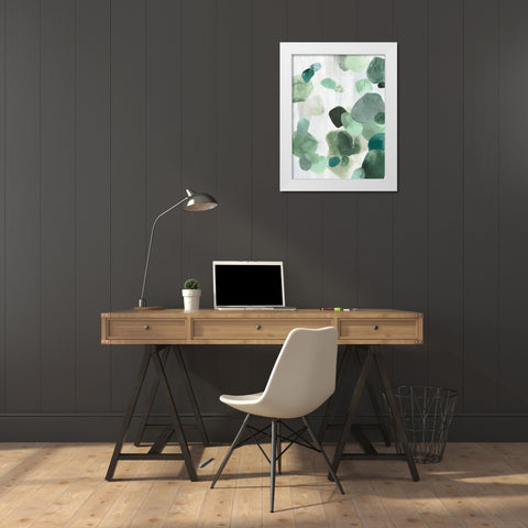 Shadow Pebbles II Mint Version White Modern Wood Framed Art Print by PI Studio