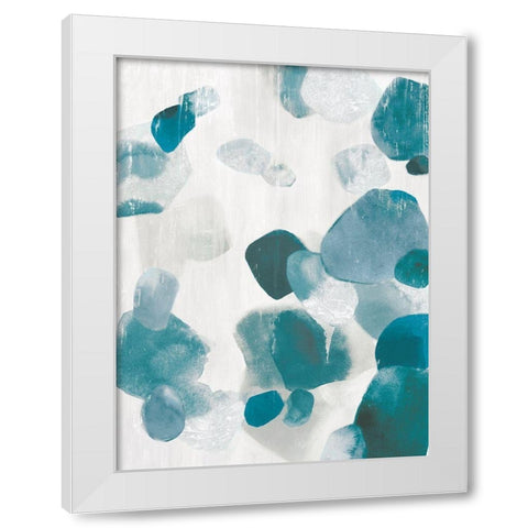 Shadow Pebbles II Teal Version White Modern Wood Framed Art Print by PI Studio