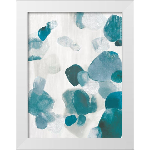 Shadow Pebbles II Teal Version White Modern Wood Framed Art Print by PI Studio