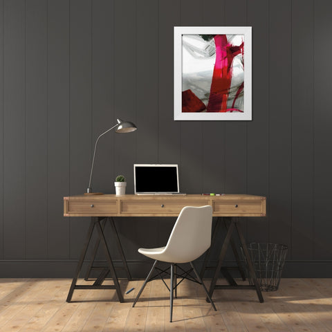 Fuschia I White Modern Wood Framed Art Print by PI Galerie