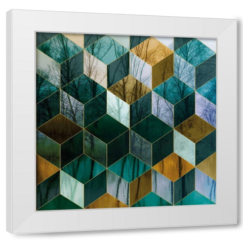 Kaleidescope Visions III White Modern Wood Framed Art Print by PI Galerie