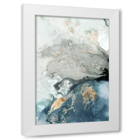 Ocean Splash I Indigo Version White Modern Wood Framed Art Print by PI Studio