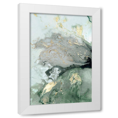 Ocean Splash I Mint Version White Modern Wood Framed Art Print by PI Studio