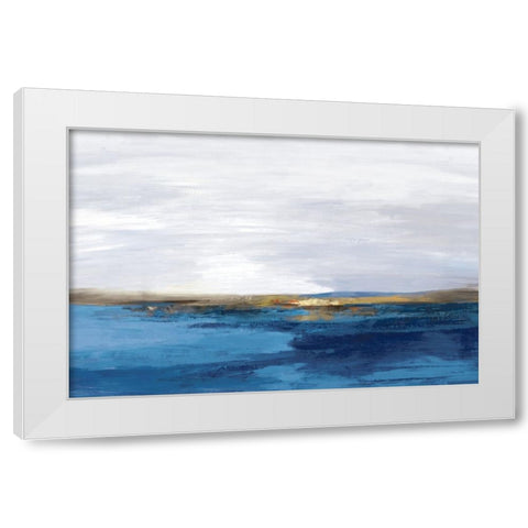 Pastoral Landscape Indigo Version White Modern Wood Framed Art Print by PI Studio