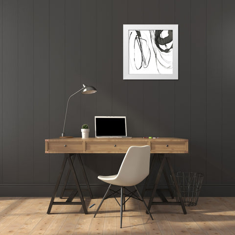 Black Streaks I White Modern Wood Framed Art Print by PI Studio